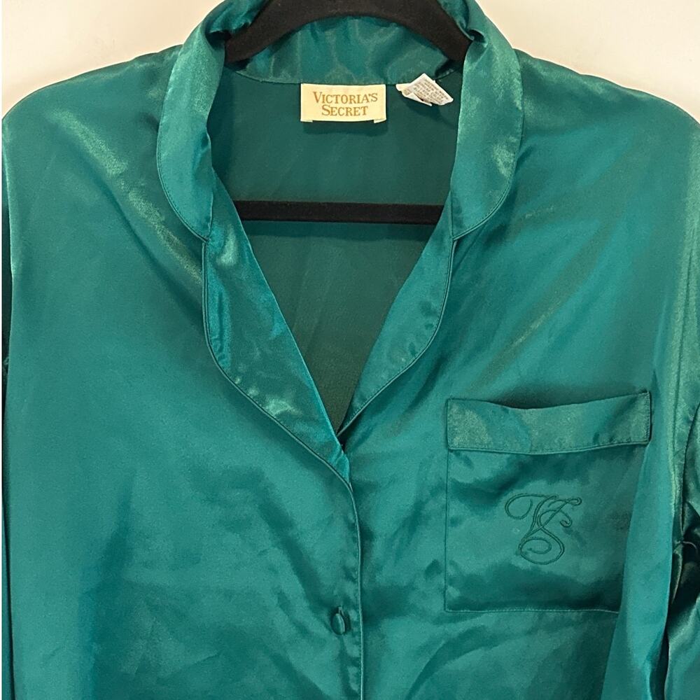 Vintage Victoria's Secret VS Gold Label Long Sleeve Pajama Night Shirt Satin S - Picture 2 of 11